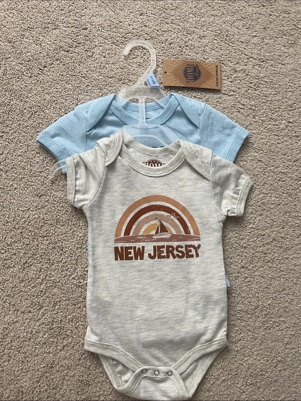 Old Navy Light Blue & Heather Gray New Jersey Rainbow Bodysuit Set
